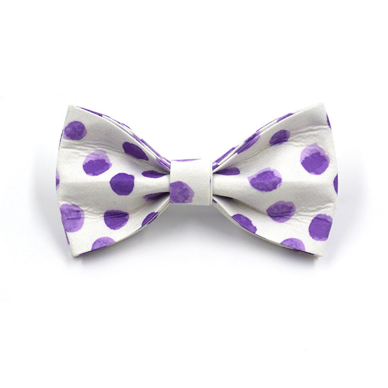 Wind Purple Polka Dot Dog Collar Leash Bow Set