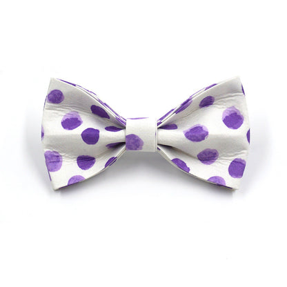 Wind Purple Polka Dot Dog Collar Leash Bow Set