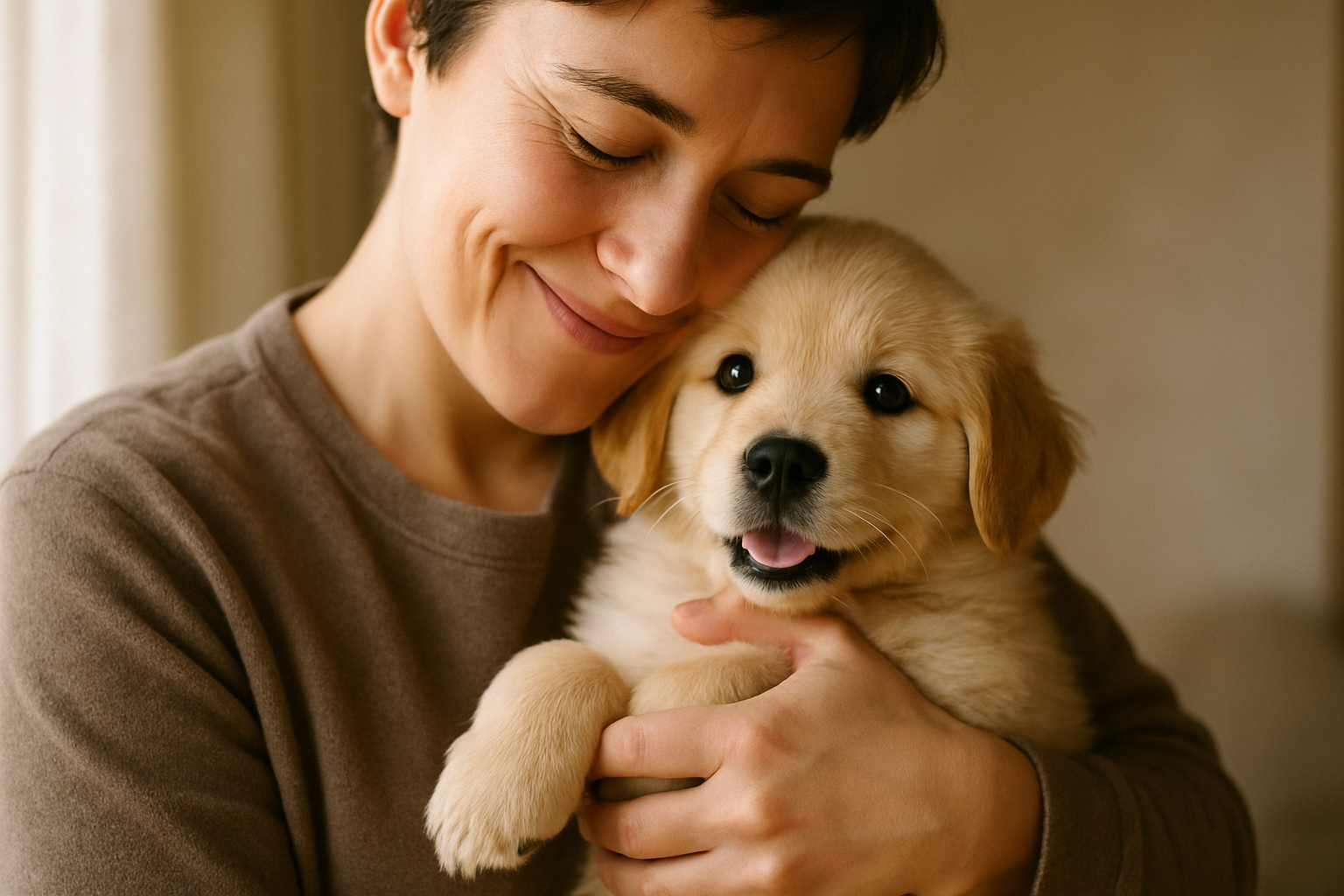 a person holding a puppy